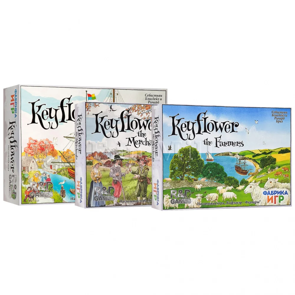 Настольная игра KeyFlower с 2 дополнениями: Фермеры и Торговцы (KeyFlower SET)